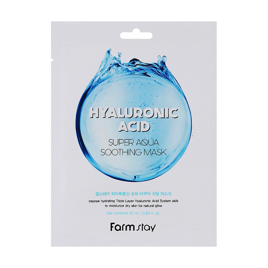 Тканинна маска для обличчя FarmStay Hyaluronic Acid Super Aqua Soothing Mask з гіалуроновою кислотою, 25 мл